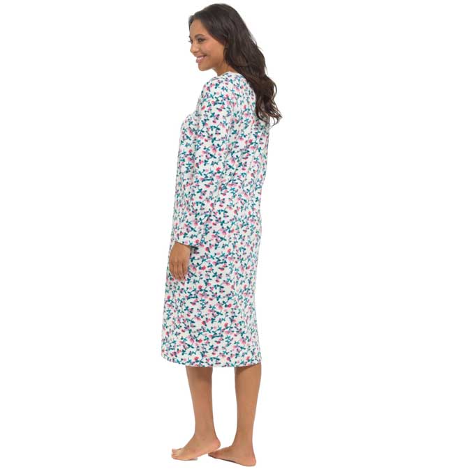 Women's Long Sleeve Fleece Nightdress Soft Warm Floral Print Sleepwear Cozy Winter Nightie Loungewear Available in Multiple Sizes By Daisy Dreamer Pyjamas