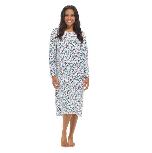Women's Long Sleeve Fleece Nightdress Soft Warm Floral Print Sleepwear Cozy Winter Nightie Loungewear Available in Multiple Sizes By Daisy Dreamer SMALL / PINK Pyjamas