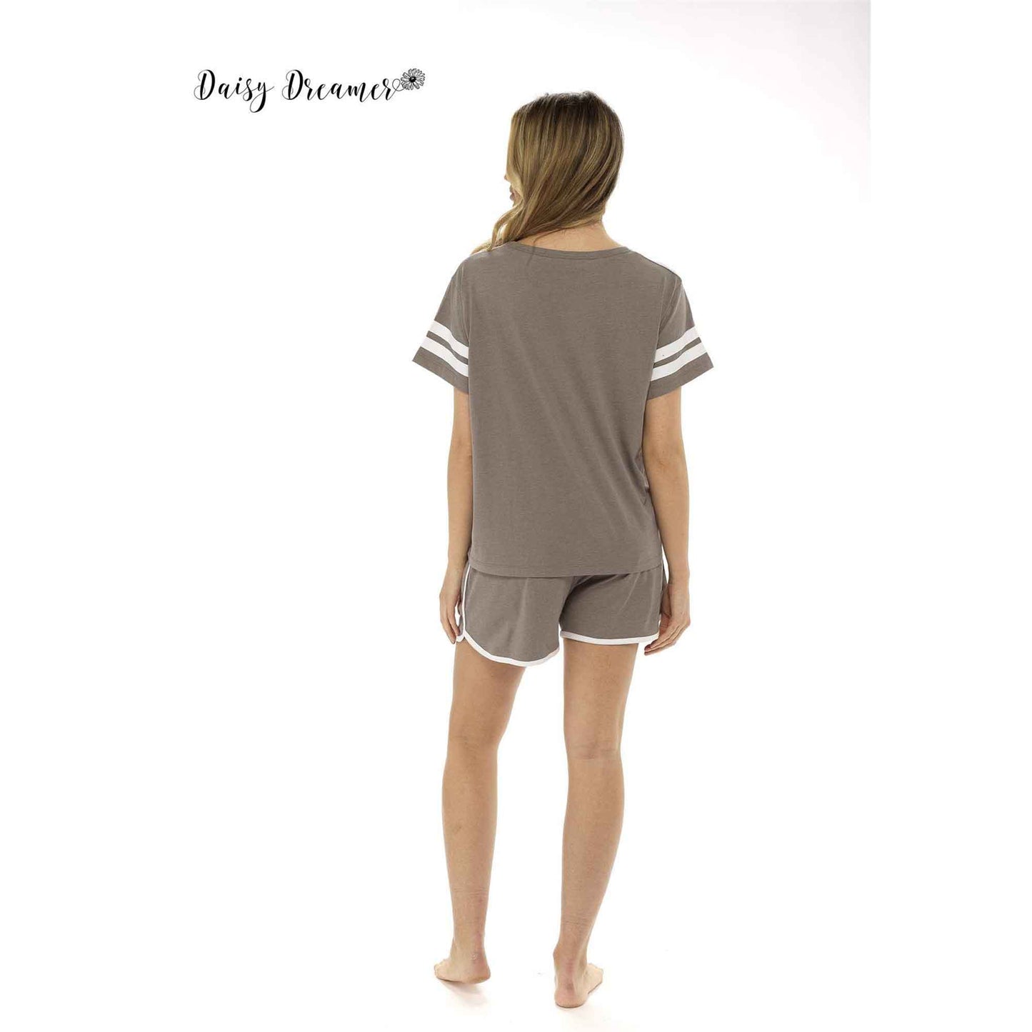 Women's Luxurious Cotton Pyjama Set with Be Happy T Shirt and Elastic Waist Shorts Perfect for Summer Loungewear or Bridal Gifts by Daisy Dreamer Pyjamas