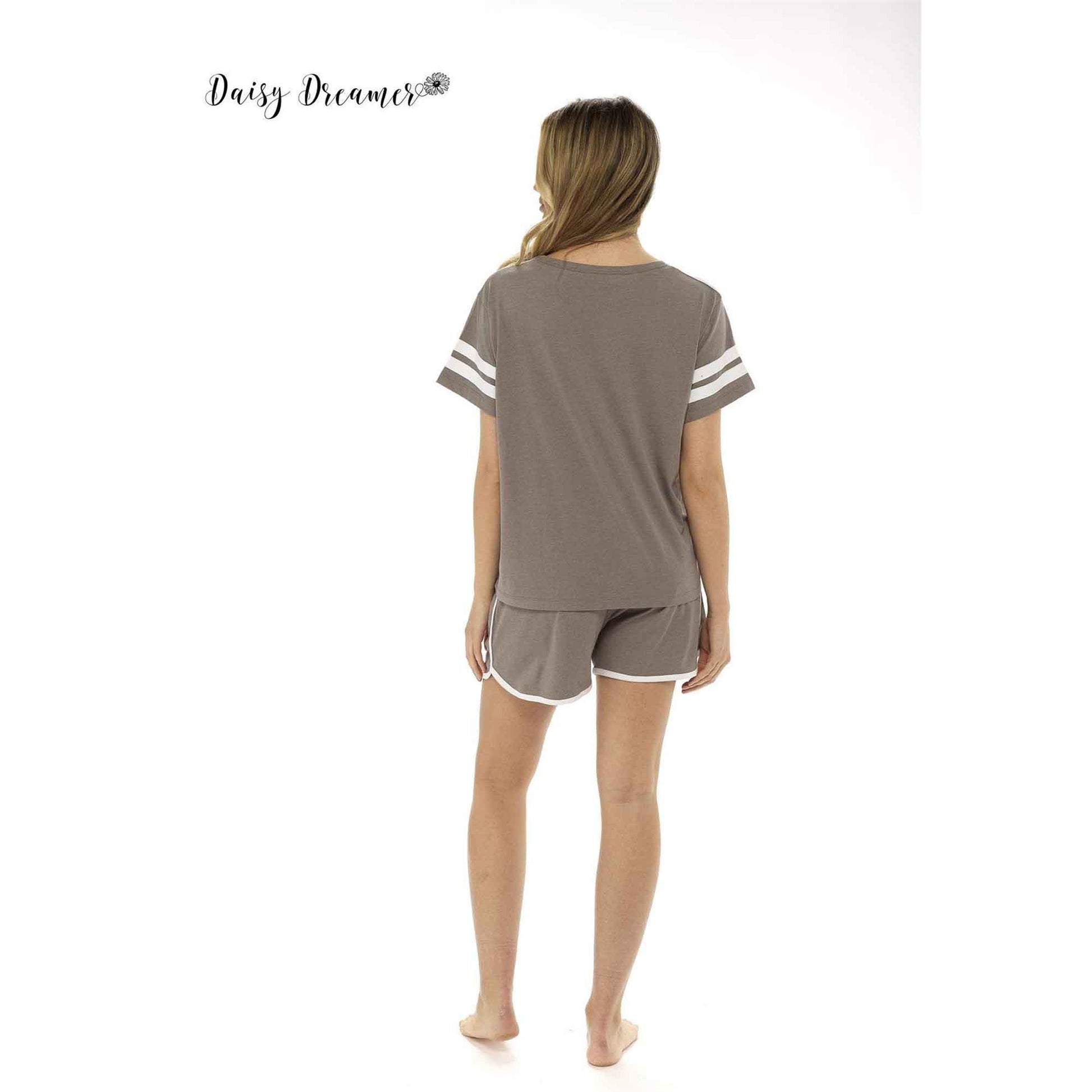 Women's Luxurious Cotton Pyjama Set with Be Happy T Shirt and Elastic Waist Shorts Perfect for Summer Loungewear or Bridal Gifts by Daisy Dreamer Pyjamas