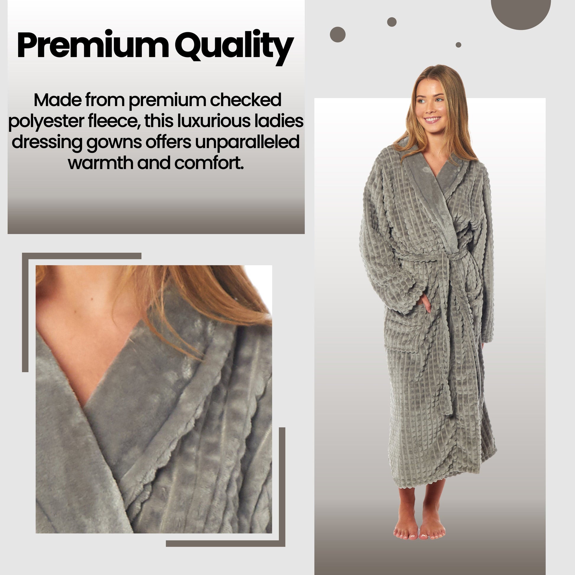 Women's Luxury  Waffle Fleece Robe Soft Warm Long Dressing Gown with Belt and Pockets Loungewear by Daisy Dreamer Robe