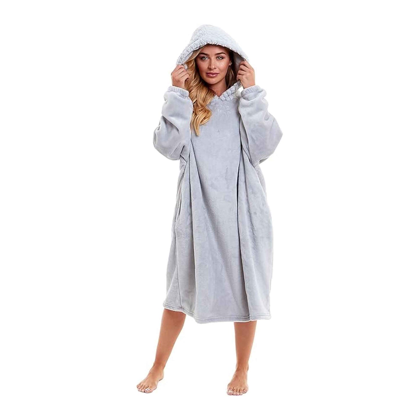 Women's Oversized Plush Hooded Poncho Blanket Cozy Fleece Hoodie with Fur Hood Ideal for Lounging Camping Outdoor Warmth by Daisy Dreamer Hooded Blanket