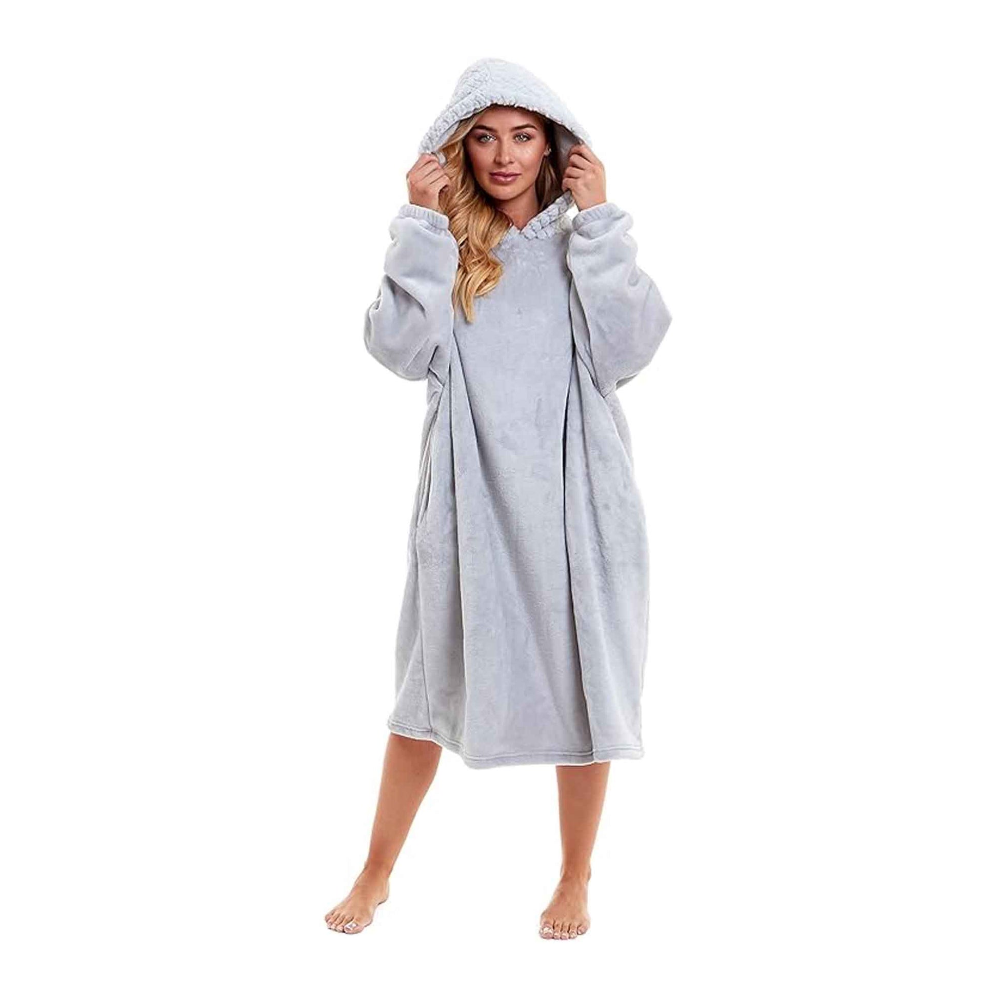Women's Oversized Plush Hooded Poncho Blanket Cozy Fleece Hoodie with Fur Hood Ideal for Lounging Camping Outdoor Warmth by Daisy Dreamer Hooded Blanket
