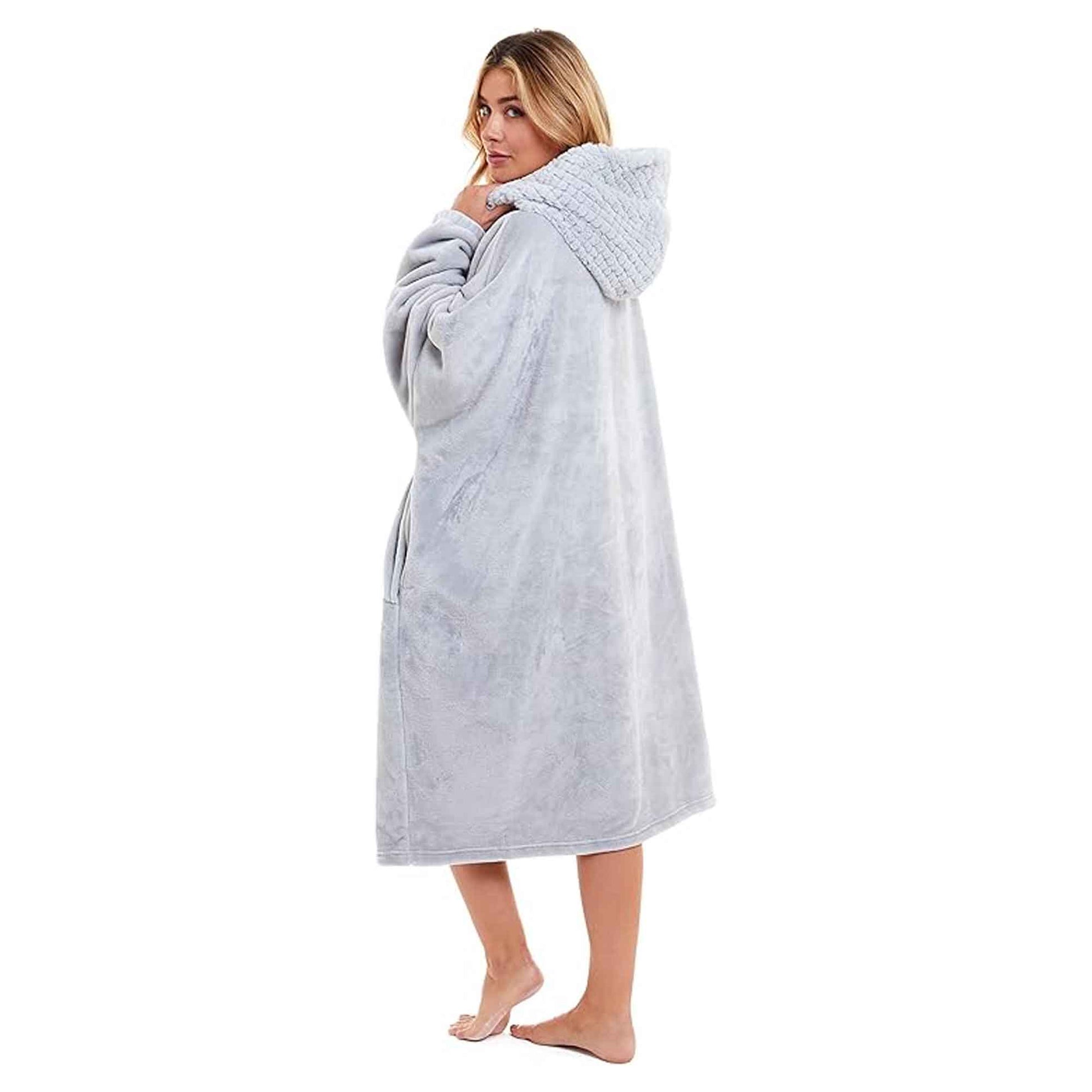 Women's Oversized Plush Hooded Poncho Blanket Cozy Fleece Hoodie with Fur Hood Ideal for Lounging Camping Outdoor Warmth by Daisy Dreamer Hooded Blanket