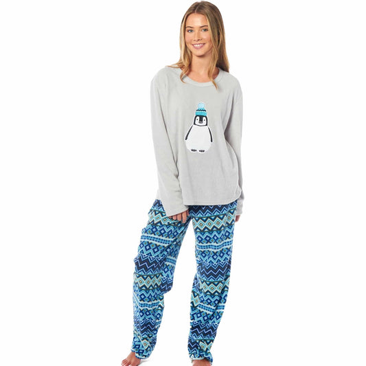 Women's Penguin Thermal Fleece Pyjamas Set Soft Warm Winter PJs Animal Print Loungewear Sleepwear Long Sleeve Top and Bottom by Daisy Dreamer SMALL | 8-10 / PENGUIN Pyjamas