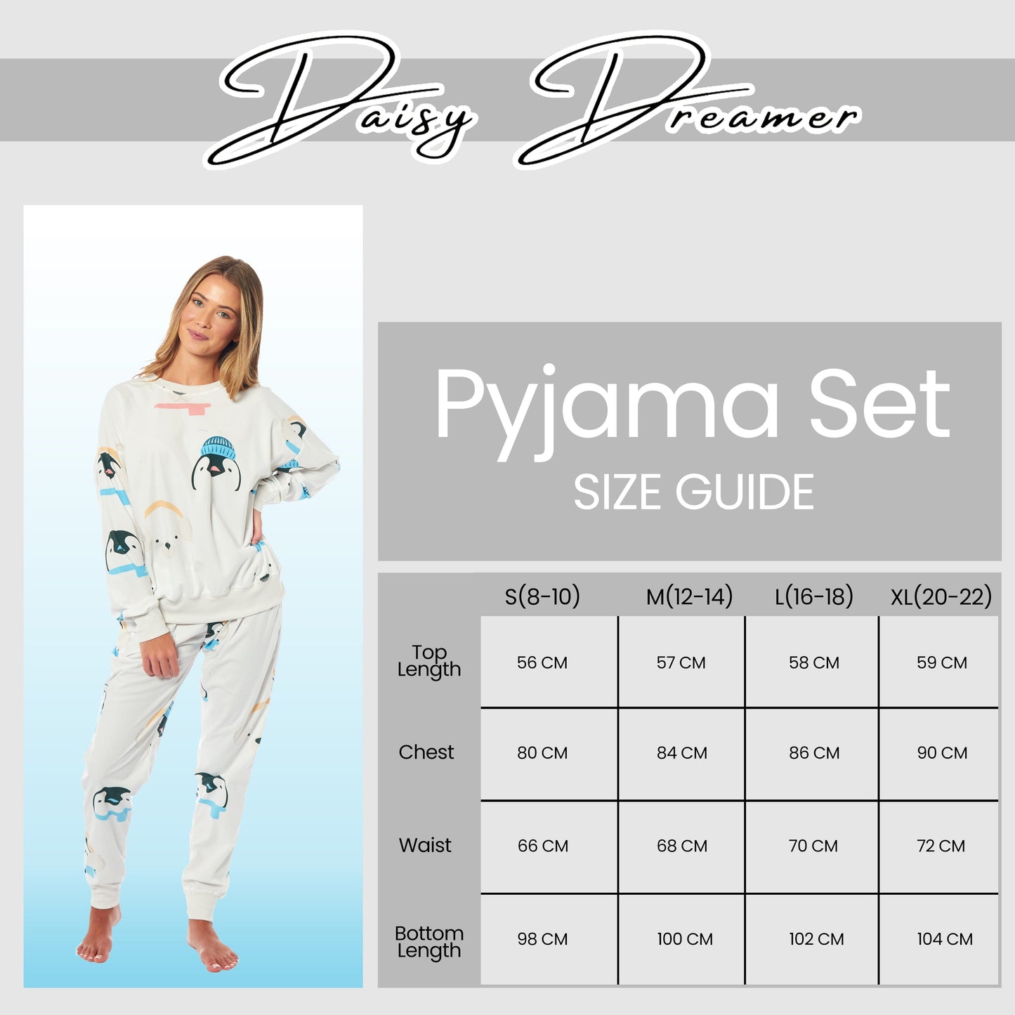 Women's Penguins & Polar Bears Soft Fleece Pyjama Set Long Sleeve Animal Print Warm PJs Loungewear Sleepwear for Ladies by Daisy Dreamer Pyjamas