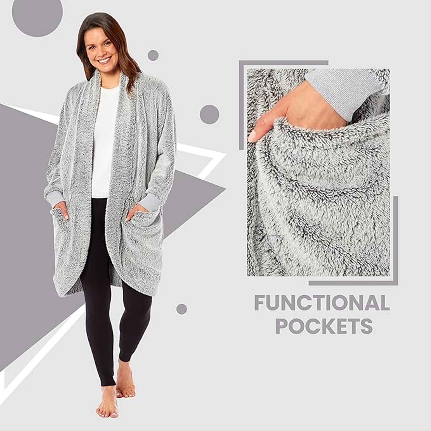 Women's Shimmer Grey Soft Touch Cardi Gown Luxury House Coat Elegant Loungewear Cozy Fit Robe Versatile Stylish Homewear by Daisy Dreamer Robe