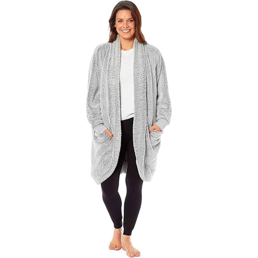 Women's Shimmer Grey Soft Touch Cardi Gown Luxury House Coat Elegant Loungewear Cozy Fit Robe Versatile Stylish Homewear by Daisy Dreamer SMALL | MEDIUM / SHIMMER GREY Robe
