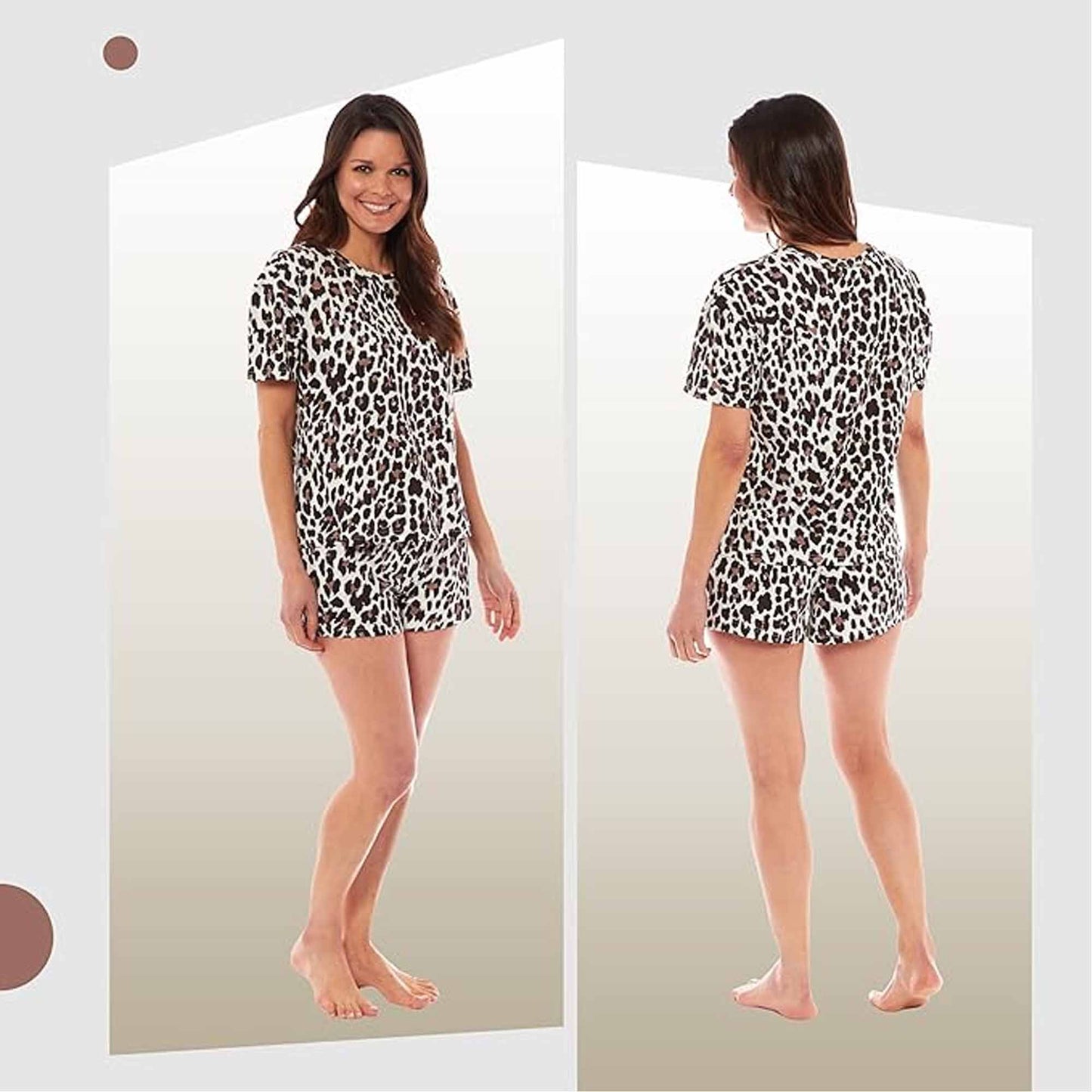 Women's Short Cotton Pyjama Set with Leopard and Zebra Prints Breathable Comfortable Loungewear Sleepwear in Multiple Sizes by Daisy Dreamer Pyjamas