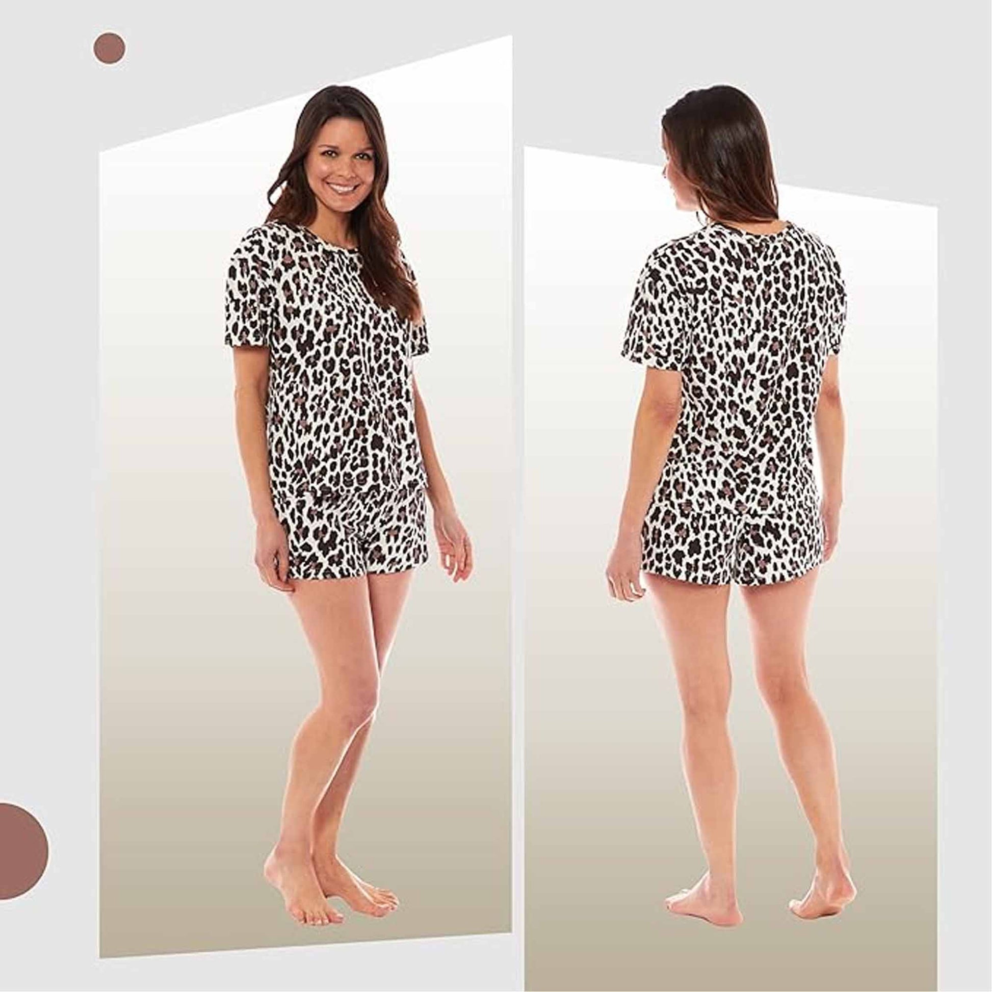 Women's Short Cotton Pyjama Set with Leopard and Zebra Prints Breathable Comfortable Loungewear Sleepwear in Multiple Sizes by Daisy Dreamer Pyjamas
