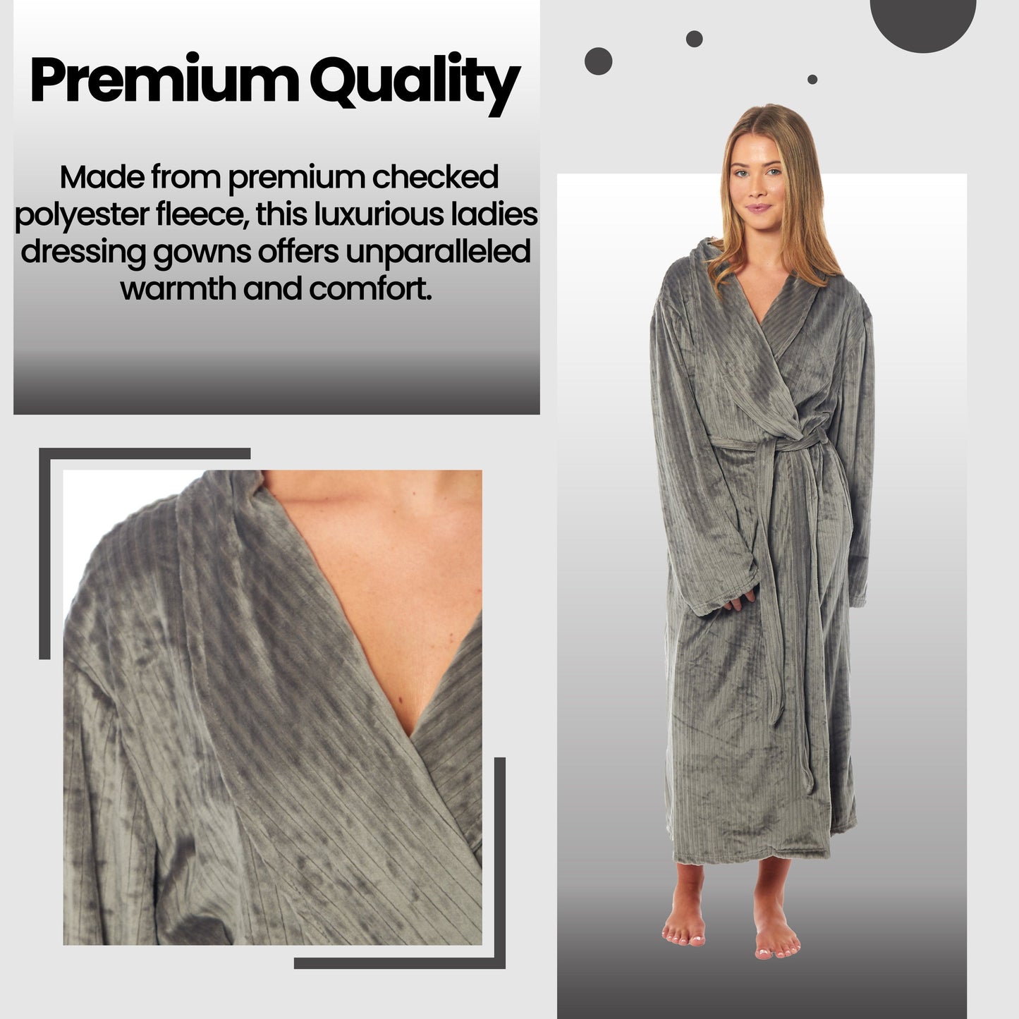 Women's Stripe Jacquard Soft Warm Long Dressing Gown with Belt and Pockets Cosy Shawl Collar Loungewear Robe By Daisy Dreamer Robe