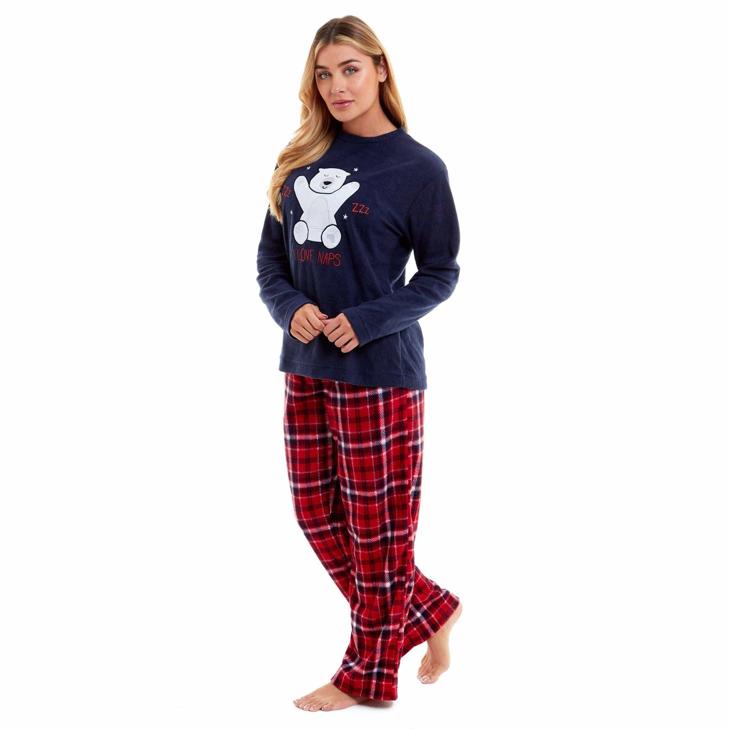 Women's Super Soft Polar Bear Fleece Pyjama Set Hooded Top Elasticated Pants Winter Loungewear Warm Durable Sleepwear by Daisy Dreamer Pyjamas