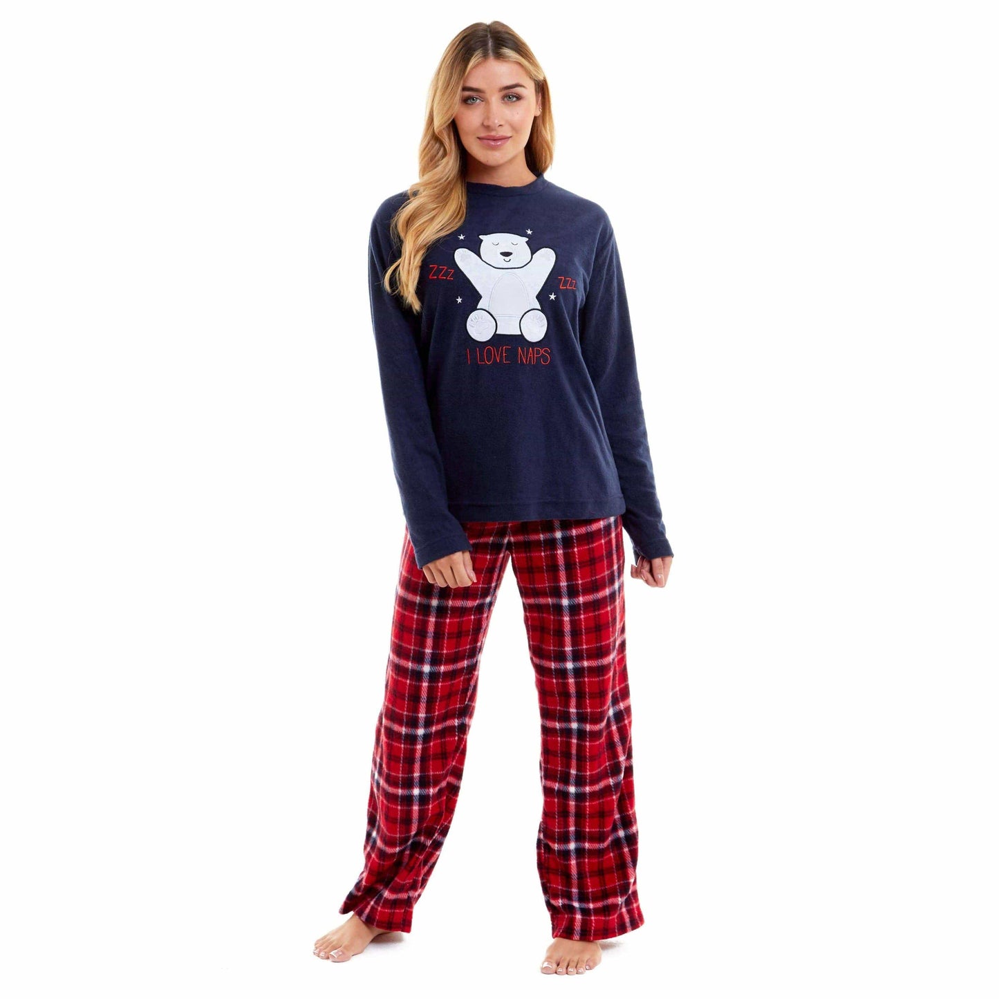 Women's Super Soft Polar Bear Fleece Pyjama Set Hooded Top Elasticated Pants Winter Loungewear Warm Durable Sleepwear by Daisy Dreamer SMALL | UK 8-10 Pyjamas