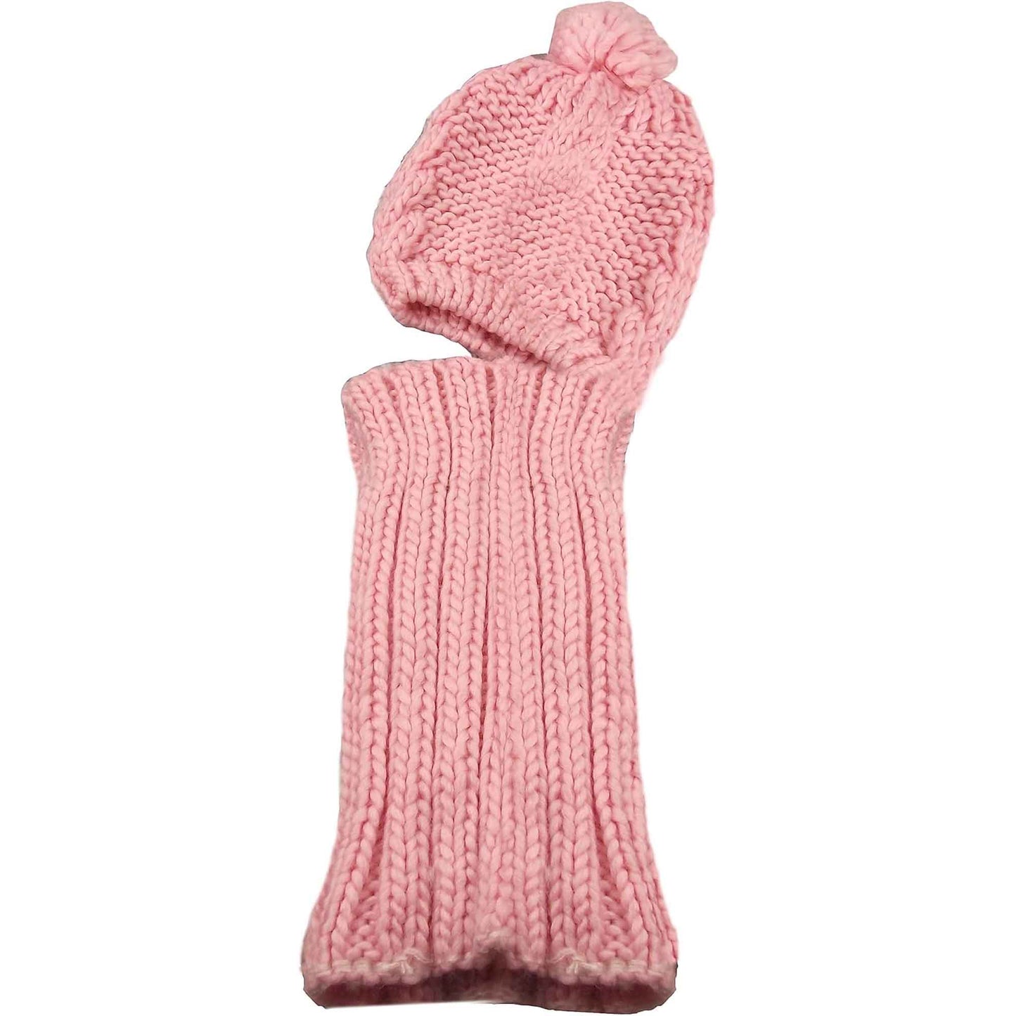 Women's Thermal Beanie Hat with Cable Knit Design and Pom Pom 2-In-1 Snood Scarf Winter Accessory in Cream Pink Black Grey Sock Stack PINK Hats