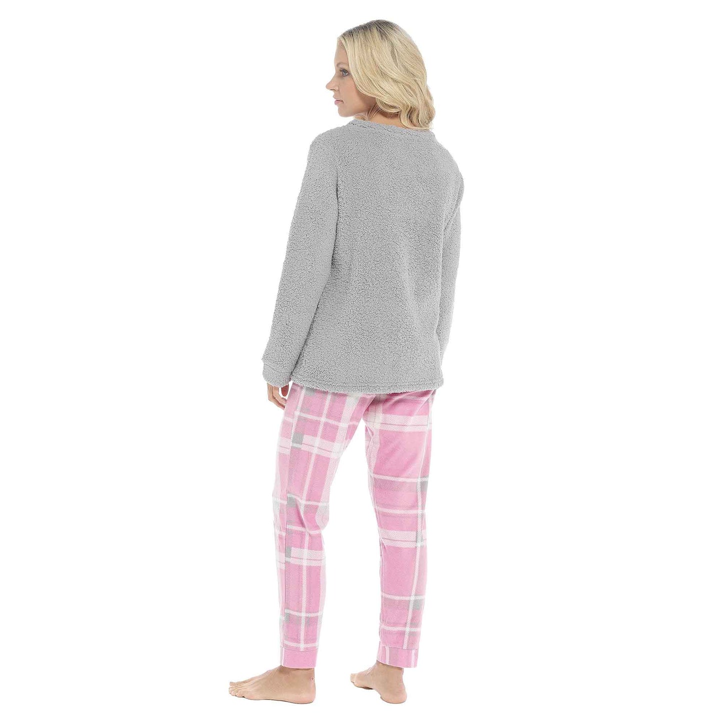 Women's Ultra-Soft Fleece Pyjama Set Cozy Polar Bear Print Long Sleeve Top and Elasticated Bottoms Warm Winter Nightwear by Daisy Dreamer Pyjamas
