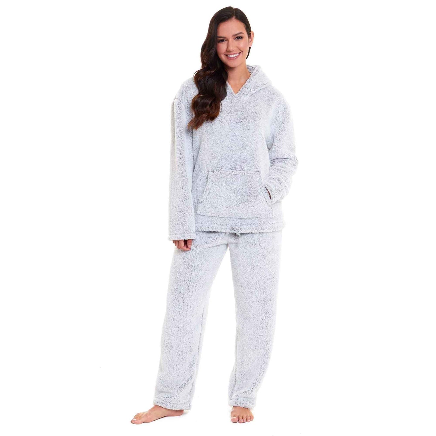 Women's Ultra-Soft Plush Fleece Hooded Pajama Set Cozy Winter Nightwear Warm Loungewear for Home Relaxation by Daisy Dreamer GREY / S Pyjamas