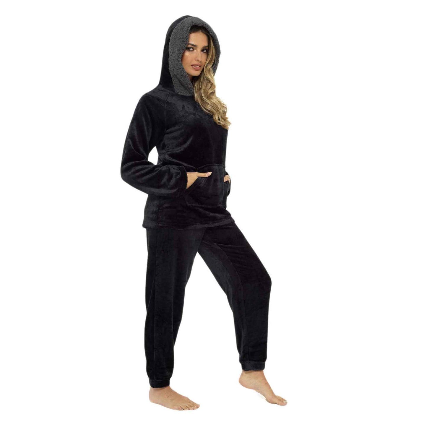 Women's Ultra-Soft Plush Fleece Hooded Pajama Set Cozy Winter Nightwear Warm Loungewear for Home Relaxation by Daisy Dreamer Pyjamas