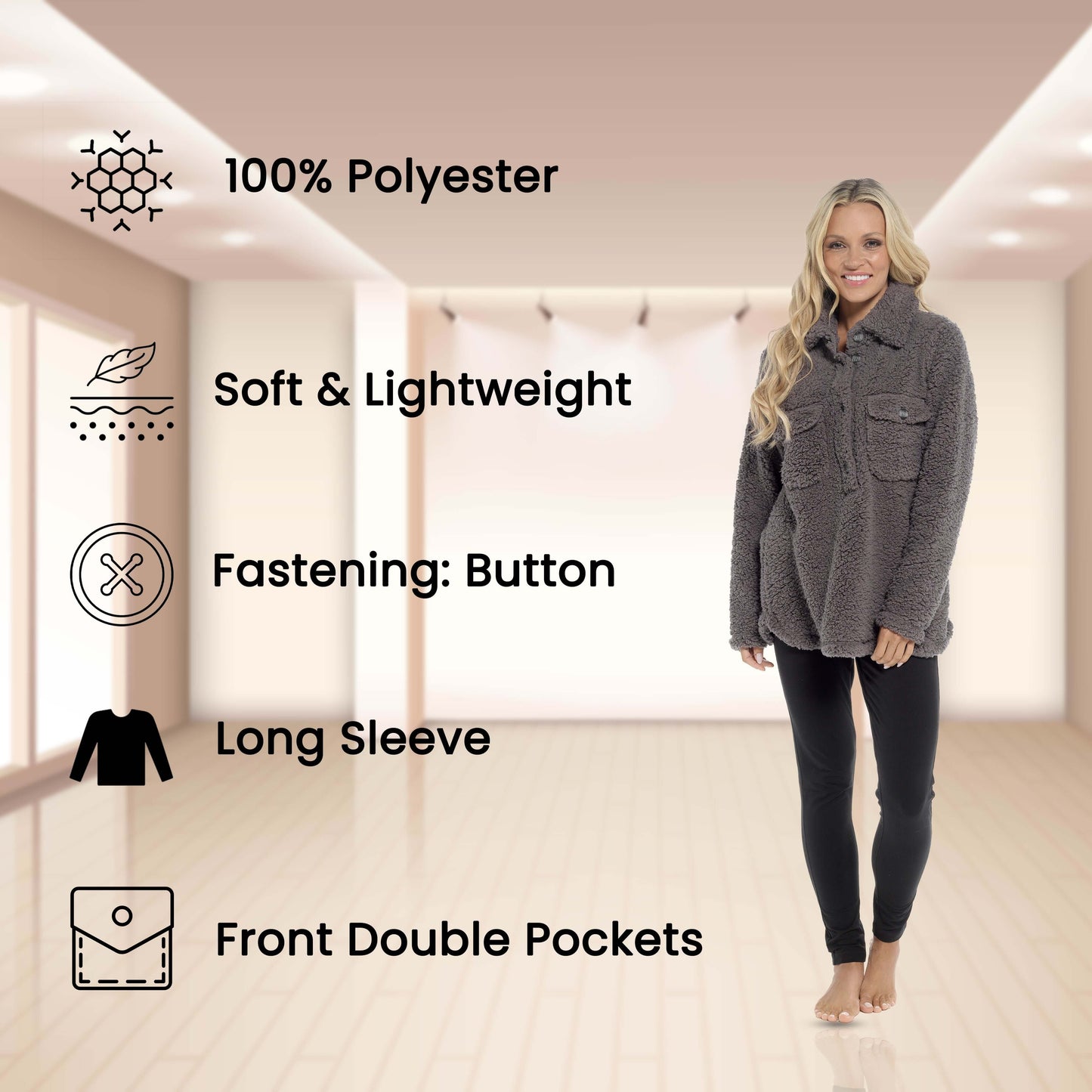 Women's Ultra-Soft Sherpa Lounge Set Long Sleeve Top and Leggings with Double Pockets Cozy Pajamas for Chilly Days Multiple Sizes Daisy Dreamer Pyjamas