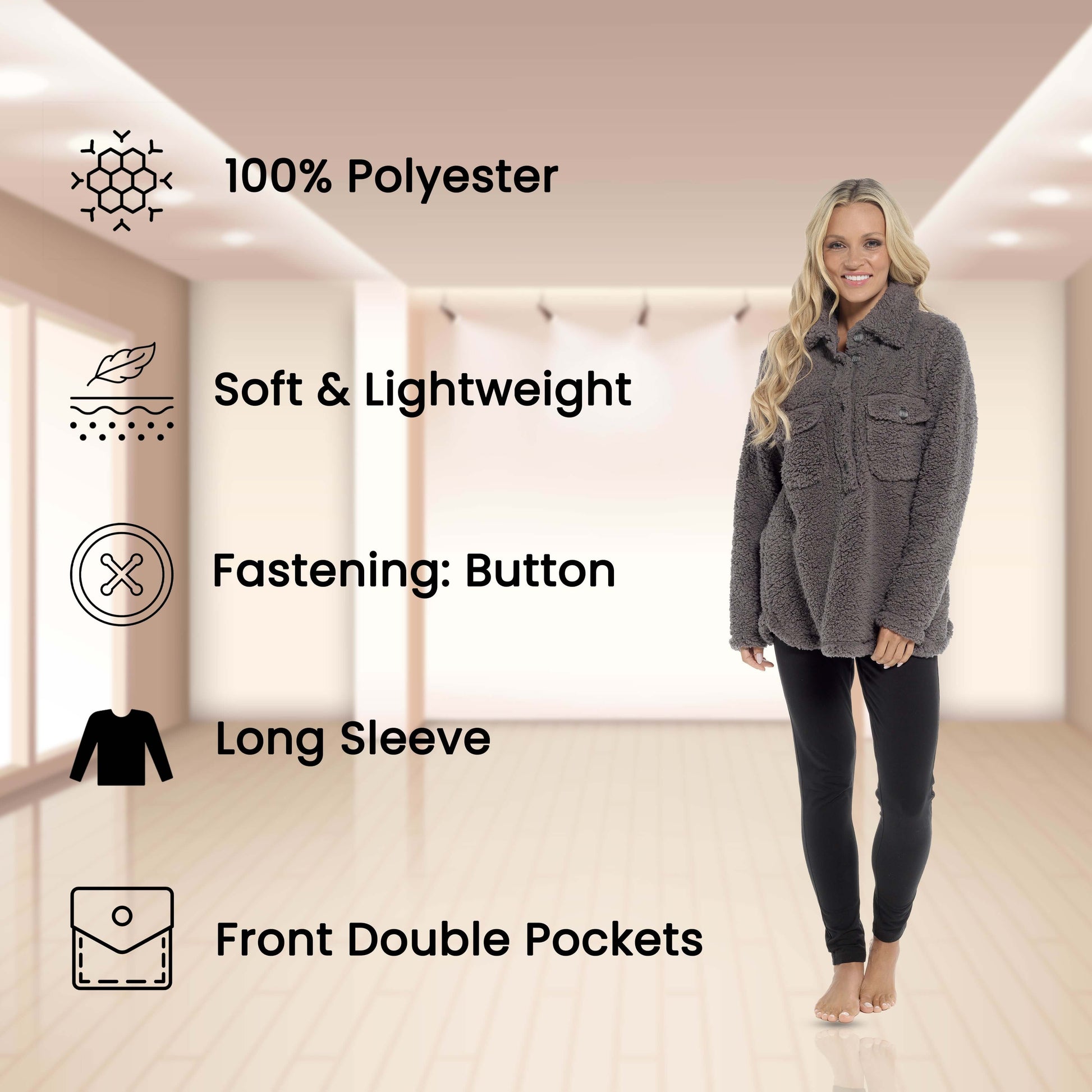 Women's Ultra-Soft Sherpa Lounge Set Long Sleeve Top and Leggings with Double Pockets Cozy Pajamas for Chilly Days Multiple Sizes Daisy Dreamer Pyjamas