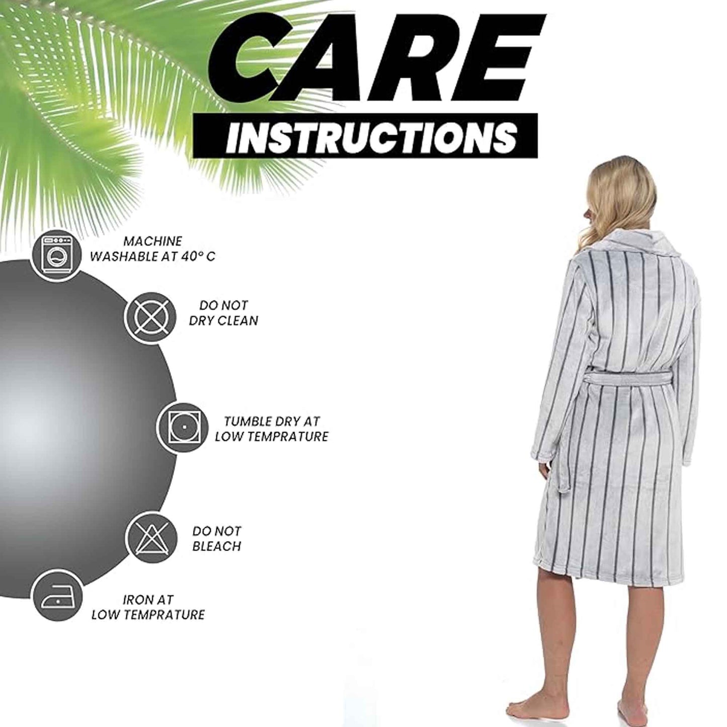 Women's Ultra Soft Velvet Fleece Hooded Bathrobe with Shawl Collar Shadow Stripe Design Grey and Charcoal All Sizes by Daisy Dreamer Robe