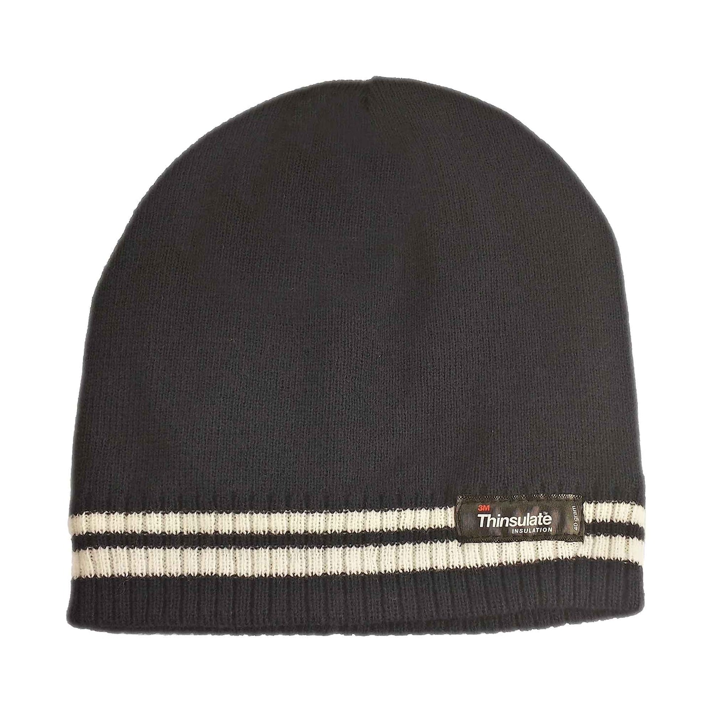 Women's Winter Thermal Beanie Hat with Striped Design and 3M Thinsulate Insulation Warm Acrylic Knit Cap for Cold Weather Fashion Black Red Navy Purple by Sock Stack NAVY Hats