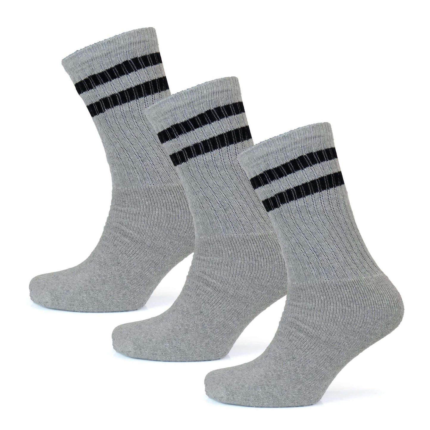 10 Pairs Men's Cotton Rich Striped Sport Socks Moisture-Wicking Reinforced Heel Toe for Running Hiking Football Outdoor Black White Grey UK 6-11 by Sock Stack Socks