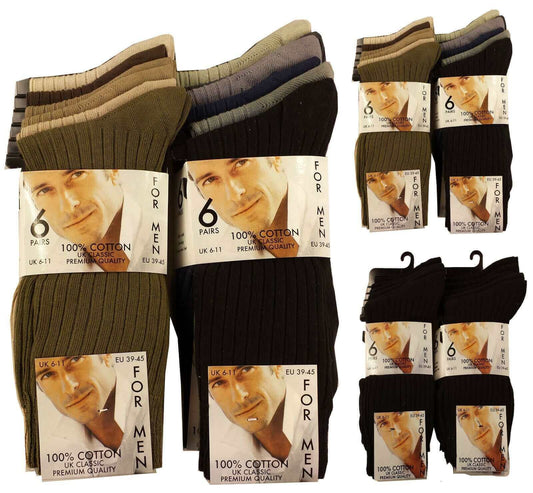 12 Pairs Men's 100 Cotton Moisture-Wicking Antibacterial Dress Work Socks Assorted Brown Black Comfortable All Day Wear Sustainable by Sock Stack Socks