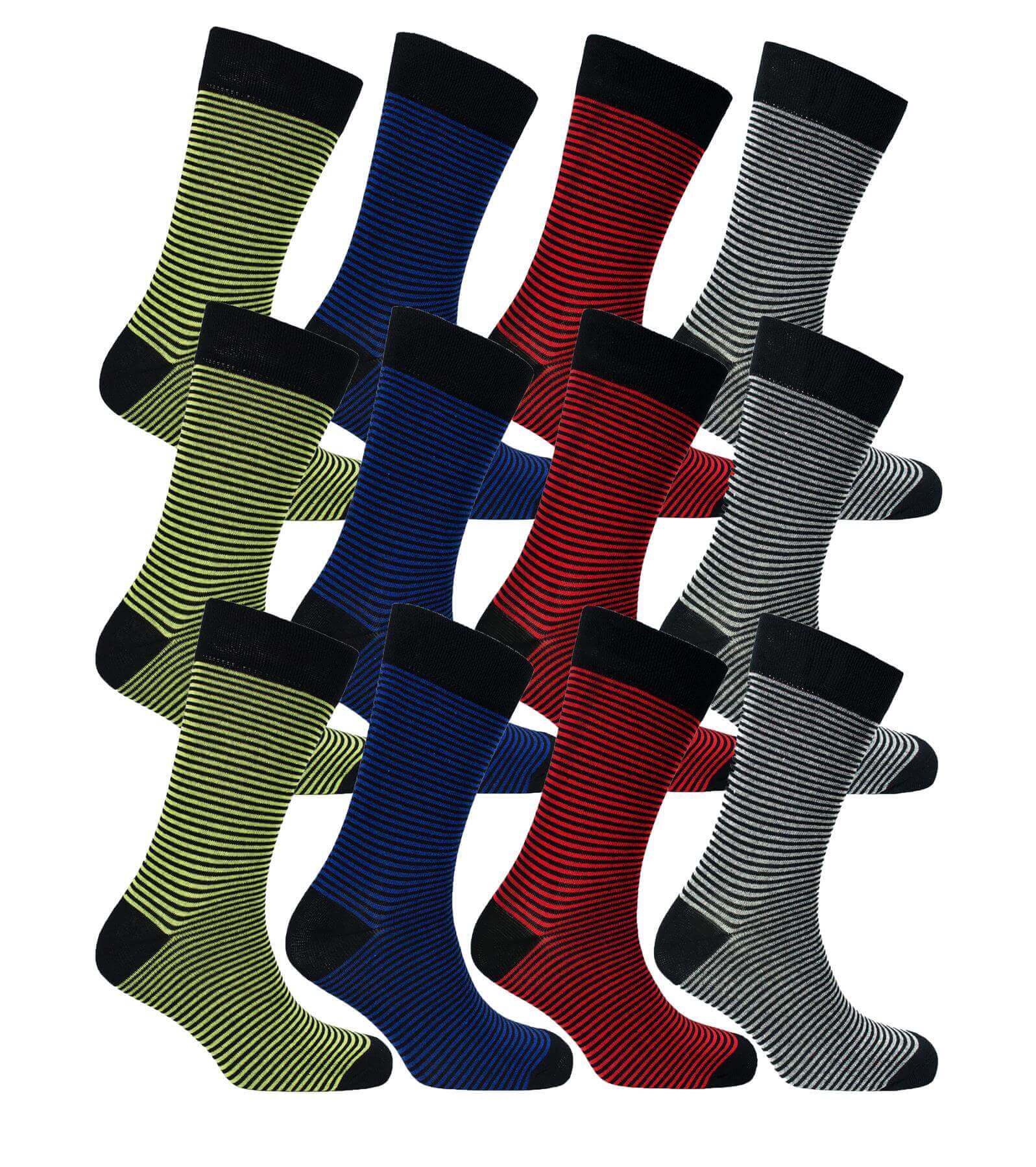 12 Pairs Men's Colourful Heel Toe Black Argyle Diamond Socks Comfort Fit Cotton Rich Durable Work Sock Ultra-Smooth Flat Toe Seam Comfortable School Business Wear UK 6-11 by Sock Stack MADRID Socks