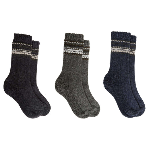 3 Pairs Mens Merino Wool Thermal Hiking Boot Socks Reinforced Heel Toe Cushioning Outdoor Work Running by Sock Stack NORDIC / 6-11 Socks