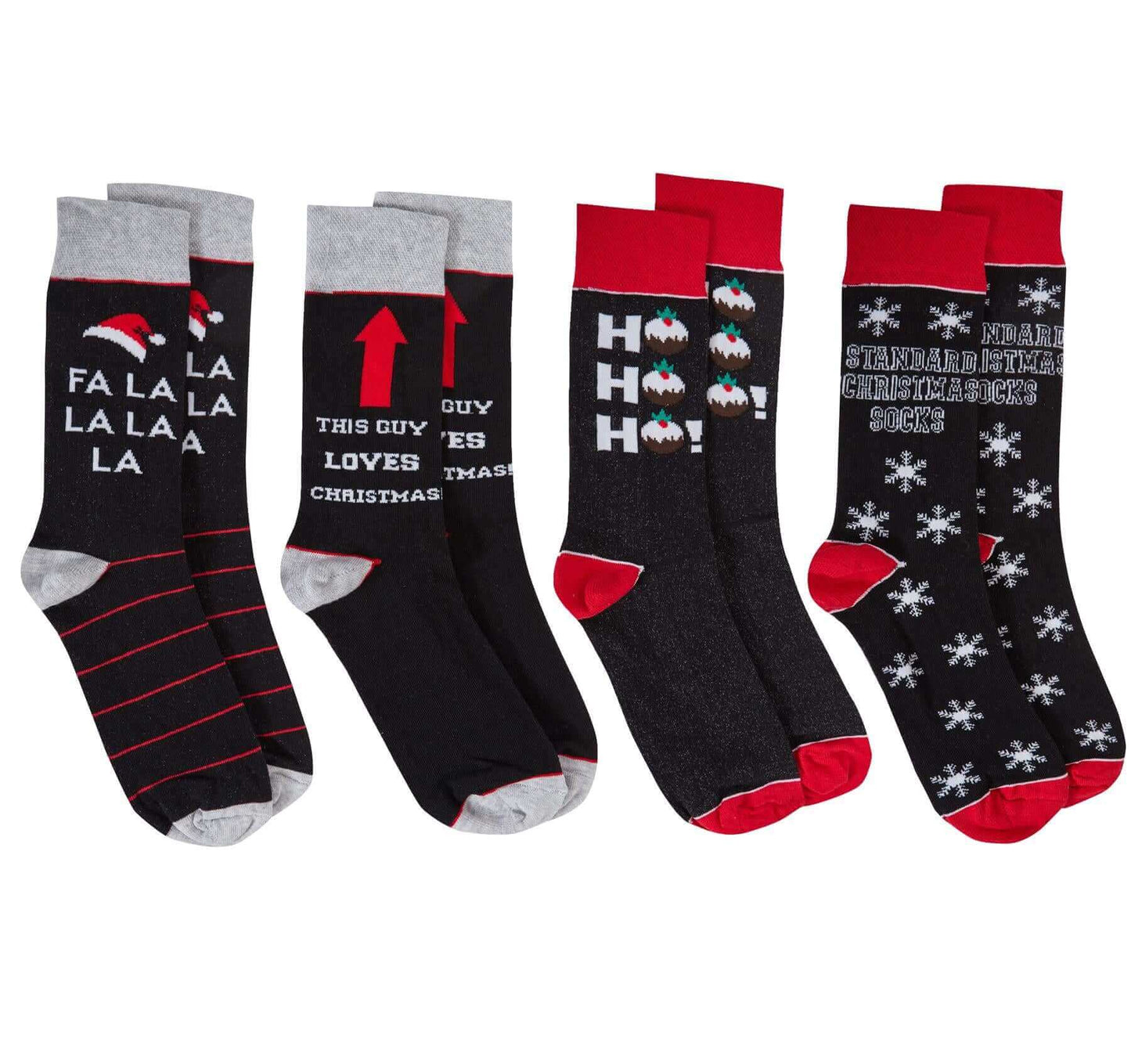 4 Pack Mens Christmas Socks Cotton Rich Fun Festive Designs Perfect Stocking Filler Holiday Gift UK 6-11 EUR 39-45 by Sock Stack NOVELTY XMAX / 6-11 Socks