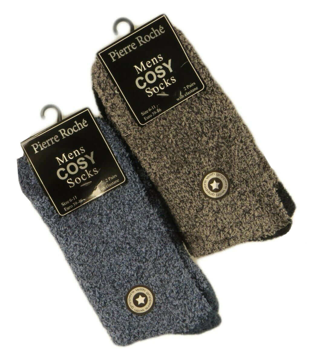 4 Pack Mens Winter Thermal Slipper Socks Non Skid Gripper Socks with Thick Fleece Lining for Warmth and Safety Perfect for Home and Elderly by Sock Stack ASSORTED / 6-11 Socks