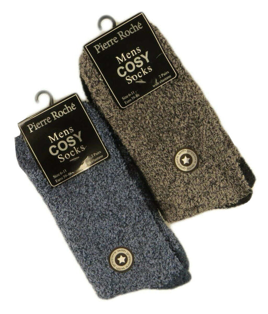 4 Pack Mens Winter Thermal Slipper Socks Non Skid Gripper Socks with Thick Fleece Lining for Warmth and Safety Perfect for Home and Elderly by Sock Stack ASSORTED / 6-11 Socks