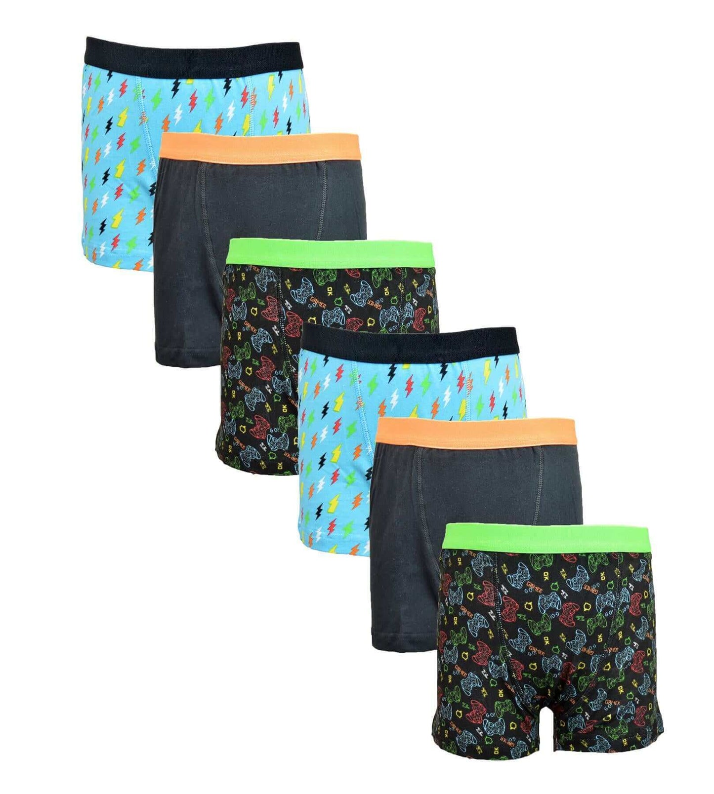 6 Pack Boys Cotton Stretch Trunks Boxer Shorts Comfortable Waistband Assorted Styles Breathable Underwear Sizes 5-13 Durable Moisture-Wicking by Sock Stack GAMER / 5-6 YRS Boxer Shorts