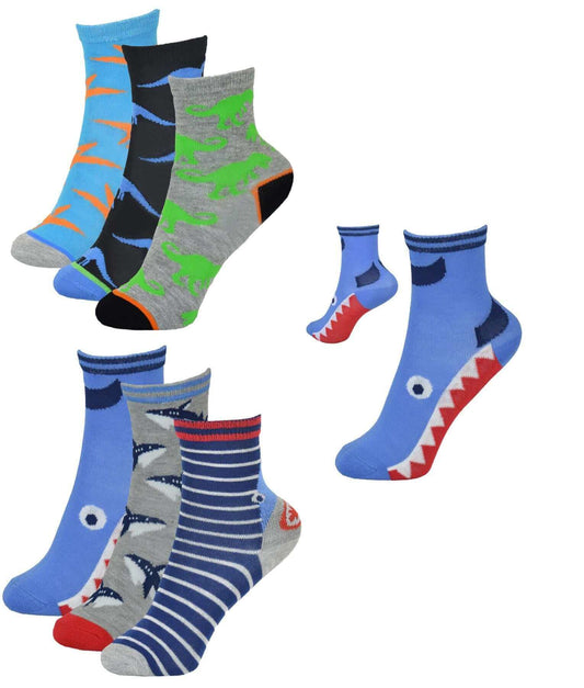 6 Pairs Kids Bamboo Socks Breathable Anti-Bacterial Moisture-Wicking Soft Comfortable Casual Socks for Boys and Girls Ages 2-13 Eco-Friendly Hypoallergenic Durable by Sock Stack DINO SHARK / 2-4 YRS Socks