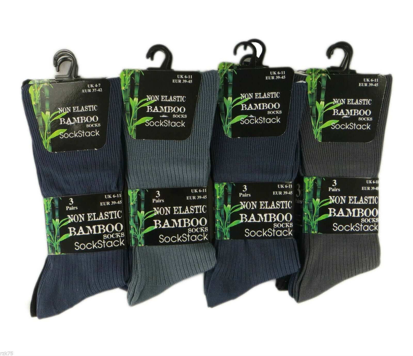 6 Pairs Men's Bamboo Socks Loose Top Soft Grip Anti Bacterial Moisture-Wicking Reinforced Heel and Toe Comfortable Durable UK 6-11 EUR 39-45 by Sock Stack DARK ASSORTED / 6-11 Socks