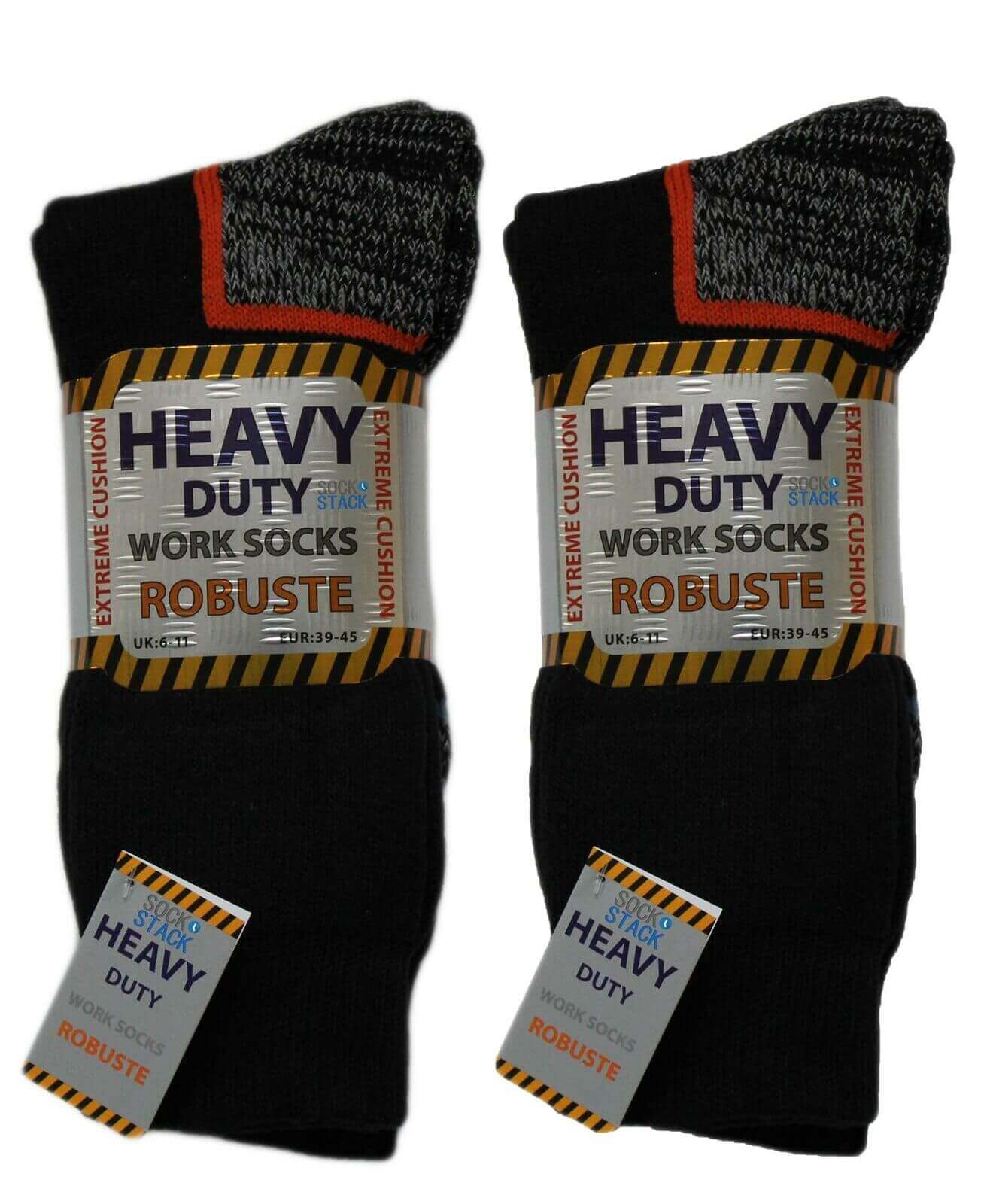 6 Pairs Mens Heavy Duty Work Socks Reinforced Heel and Toe Cushioned Anti-Blister Durable Construction Steel Toe Boot Sock UK 6-11 EUR 39-45 by Sock Stack ASSORTED / 6-11 Socks