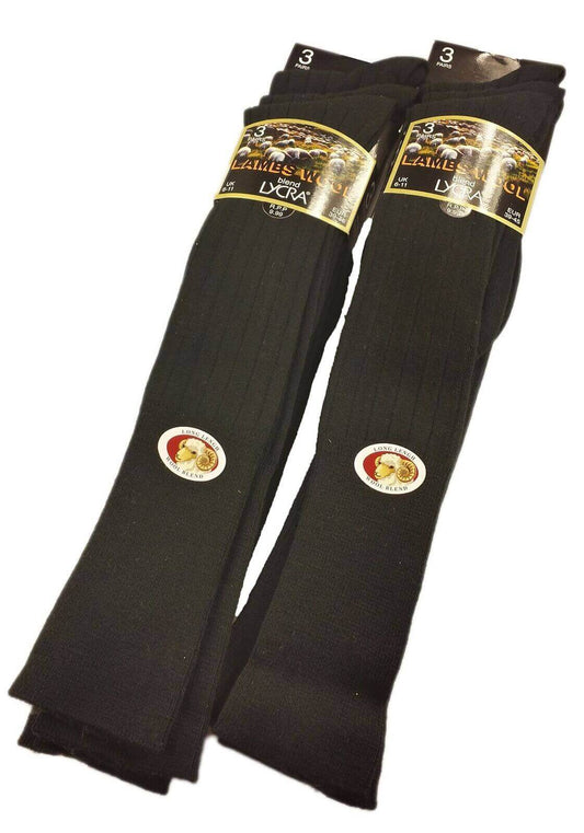 6 Pairs Mens Knee High Wool Hiking Riding Socks Cushioned Arch Support Durable Reinforced Toe Warm Breathable by Sock Stack BLACK / 6-11 Socks