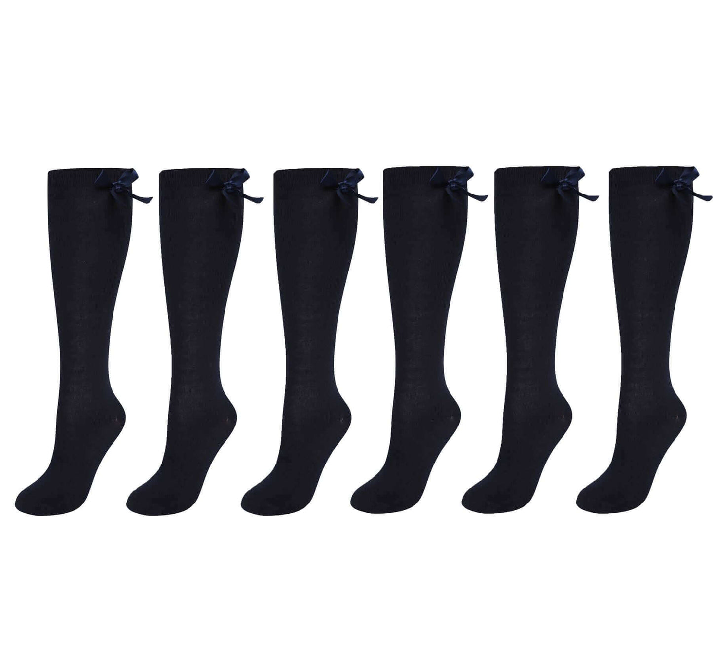 6 Pairs Of Girls Knee High Socks Long School Socks With Ribbons Bows. Buy now for £8.00. A Socks by Sock Stack. 12-3, 4-6, 6-8, 9-12, black, bow tie, childrens, cotton, girls, grey, kids, navy, ribbon, school, socks, white.