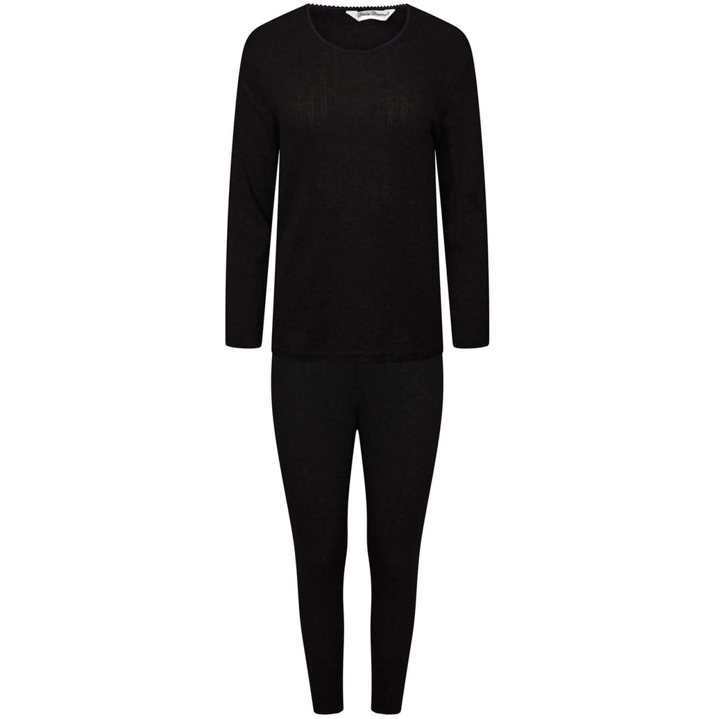 Kids Thermal Underwear Set for Girls Long Sleeve Top and Pants Insulating Cotton-Rich Winter Baselayer Soft Breathable Multiple Colors Sizes by Heatwave Thermalwear BLACK / 3-5 YRS Thermal Underwear