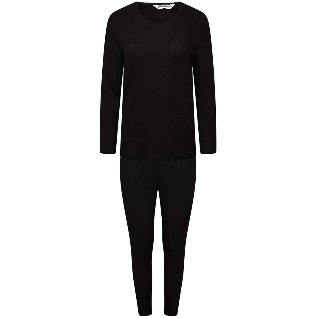 Kids Thermal Underwear Set for Girls Long Sleeve Top and Pants Insulating Cotton-Rich Winter Baselayer Soft Breathable Multiple Colors Sizes by Heatwave Thermalwear BLACK / 3-5 YRS Thermal Underwear