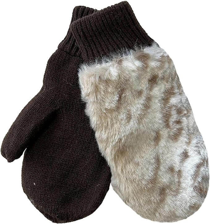 Ladies Faux Fur Winter Ski Hat with Ear Flaps and Matching Mittens Set for Warmth and Style Ideal for Outdoor Activities by Sock Stack LIGHT FUR / MITTENS Trapper Hat