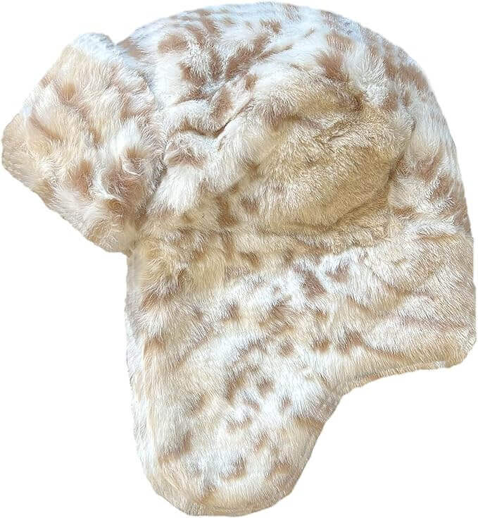 Ladies Faux Fur Winter Ski Hat with Ear Flaps and Matching Mittens Set for Warmth and Style Ideal for Outdoor Activities by Sock Stack LIGHT FUR / TRAPPER HAT Trapper Hat