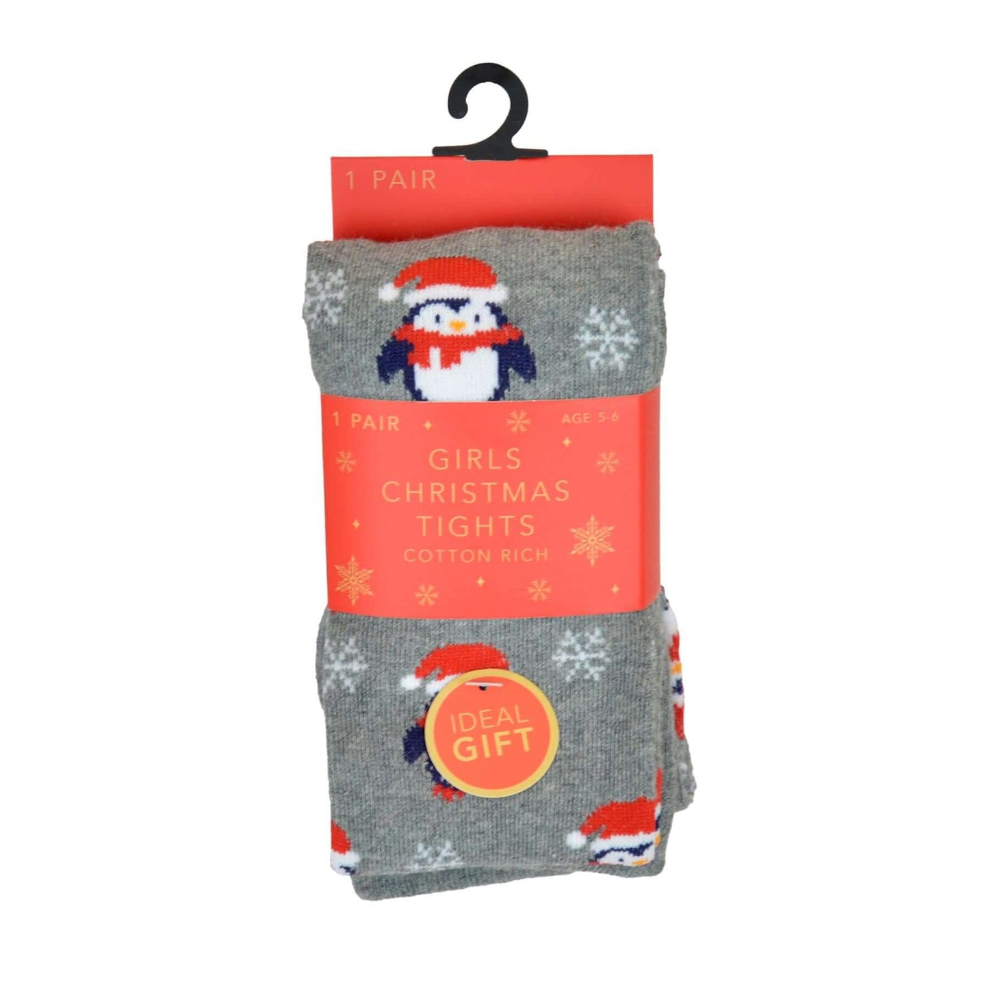 Pack of 2 Girls Christmas Tights Reindeer and Penguin Festive Cotton Rich Kids Leggings Comfortable Durable Winter Holiday Tights Sock Stack Socks