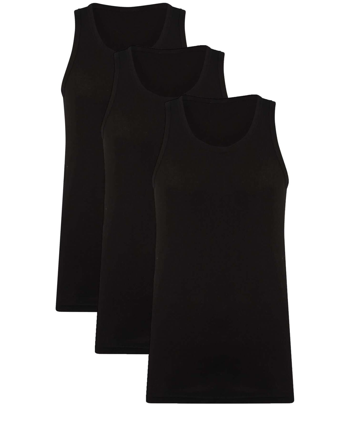 Pack of 3 Mens Fitted Cotton Vests Comfortable Versatile Breathable Hypoallergenic in White Black Grey Ideal for Layering All Seasons by Sock Stack BLACK / S Vests