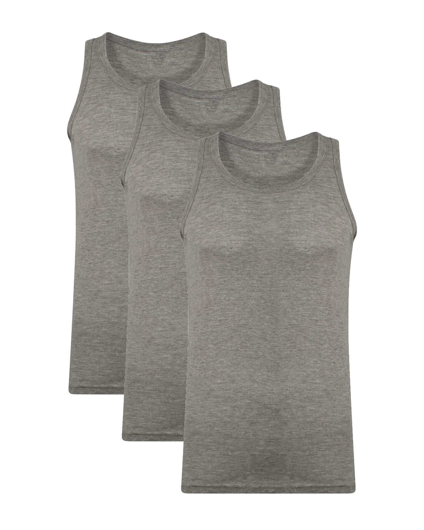 Pack of 3 Mens Fitted Cotton Vests Comfortable Versatile Breathable Hypoallergenic in White Black Grey Ideal for Layering All Seasons by Sock Stack GREY / S Vests