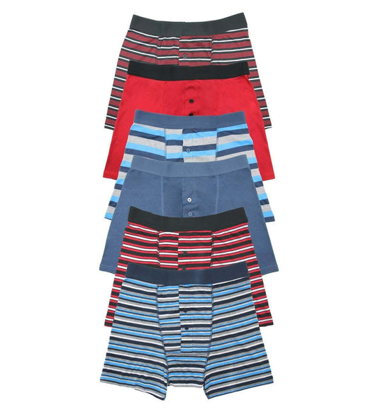 Pack of 6 Mens Cotton Stretch Striped Boxer Shorts Comfortable Breathable Underwear for Everyday Wear Gym and Home by Sock Stack ASSORTED / S Boxer Shorts