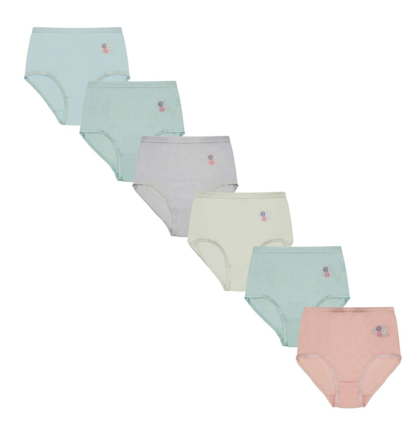 Pack of 6 Womens Embroidered Full Briefs Maxi Underwear Ultra Comfortable Stretch Waistband Premium Cotton Blend Breathable Everyday Essential Panties by Daisy Dreamer Underwear