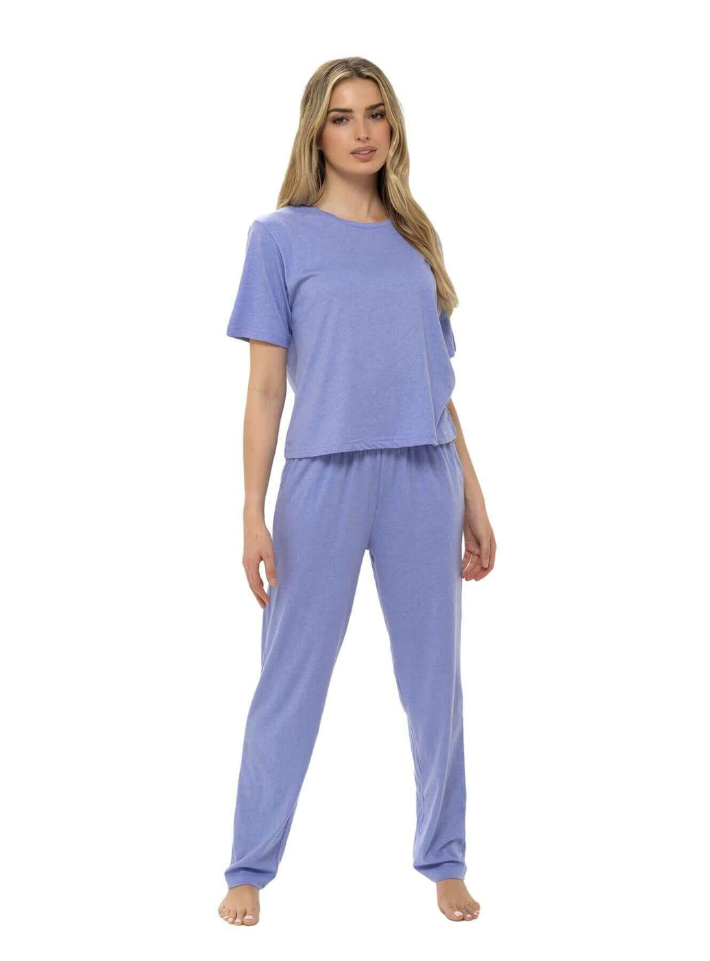 Super Soft Women's Jersey Marl Loungewear Pyjama Set Comfortable Fit Pants Trendy Design Ideal for All Seasons Blue or Grey by Daisy Dreamer BLUE / S Pyjamas
