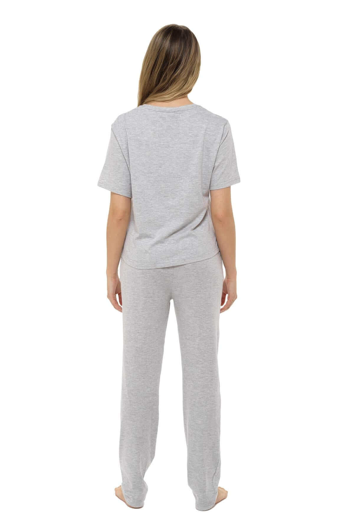 Super Soft Women's Jersey Marl Loungewear Pyjama Set Comfortable Fit Pants Trendy Design Ideal for All Seasons Blue or Grey by Daisy Dreamer Pyjamas