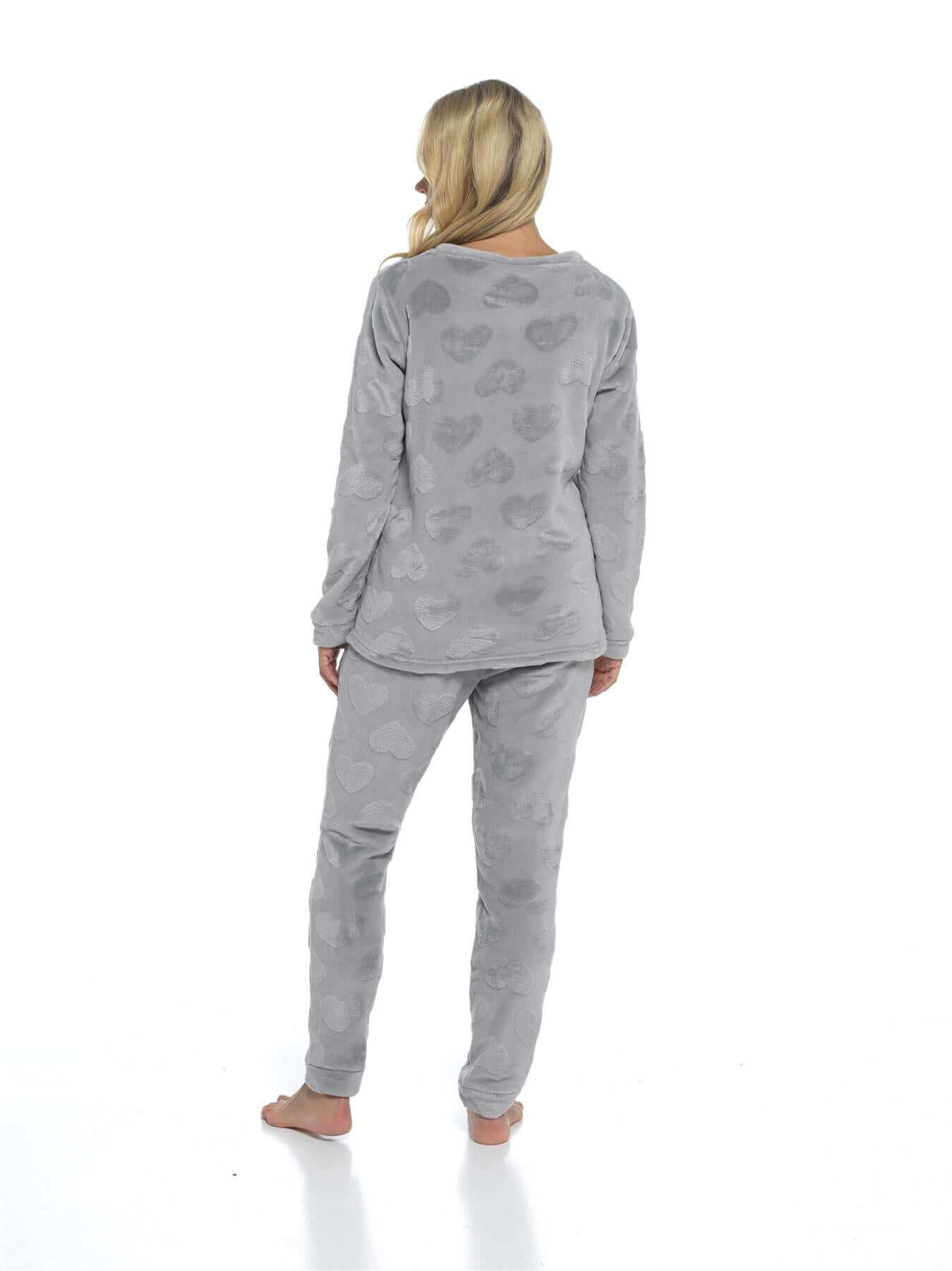 Women's Super Soft Heart Fleece Pyjamas Set Cozy Plush Loungewear Top and Pants Warm Teddy Fleece PJs for Lounging and Sleeping by Daisy Dreamer Pyjamas